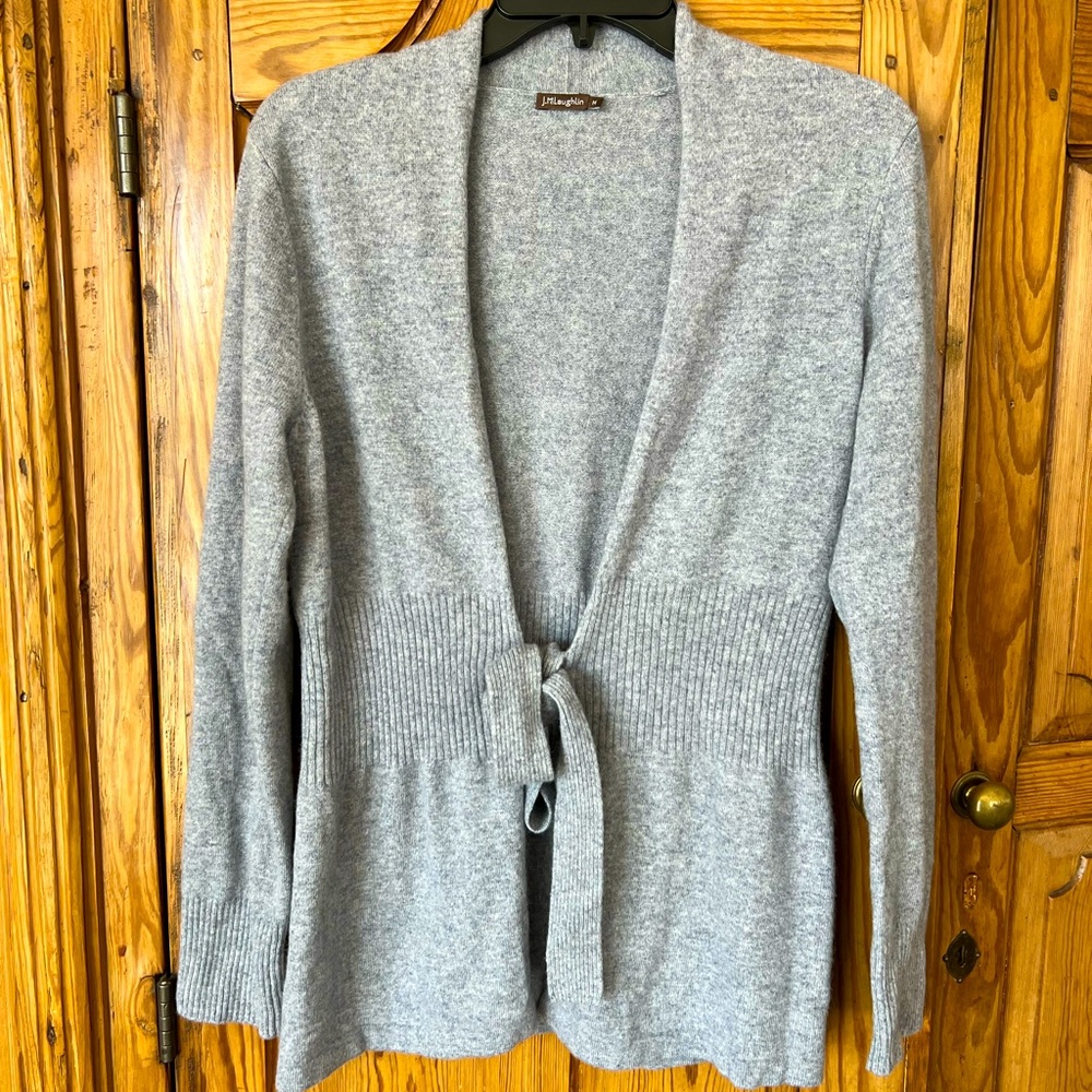 100% Cashmere J. McLaughlin Grey Tie Sweater size M